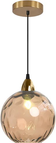 Miniatura 13 de BOKT Moderna Lámpara Colgante de Vidrio Azul Accesorio de Luz Latón Cepillado Dorado Globo Iluminación Colgante 1 Luz Bola Grande Redonda Lámpara