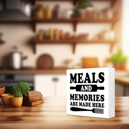Miniatura 7 de LVQHI Meals and Memories are Made Here - Letrero decorativo para encimera de cocina, divertida caja de madera de granja para decoración del hogar