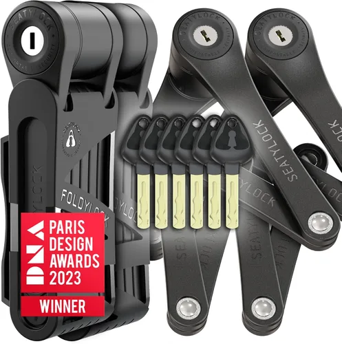 Miniatura 7 de Seatylock FoldyLock Mini Candado Plegable para Bicicleta - Candado de Bicicleta Ligero Patentado de Servicio Pesado - Protector Antirrobo con Llave