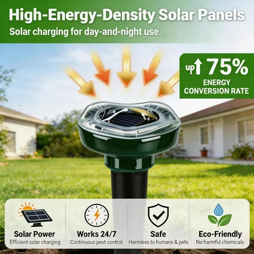 Miniatura 3 de Repelente de topos alimentado por energía solar, disuasorio ultrasónico para patio, césped y jardín, repele serpientes, conejo, tofa, ardilla