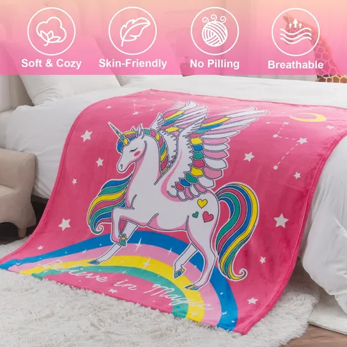 Miniatura 3 de Regalos de juguetes de unicornio para niñas y niños – Manta de unicornios que brilla en la oscuridad, el mejor regalo de cumpleaños, Navidad, San