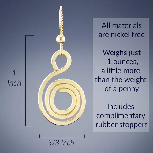 Miniatura 2 de Bonitos aretes colgantes geométricos con círculos en espiral rellenos de oro amarillo de 14 quilates, idea de regalo divertida para mujer (dorado)