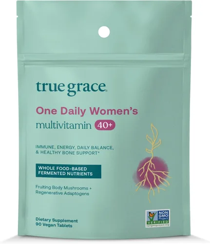 Miniatura 8 de True Grace One Daily Multivitamínico para mujer con más de 40 minerales fermentados, adaptógenos orgánicos y hongos Energía, inmune, apoyo óseo, sin