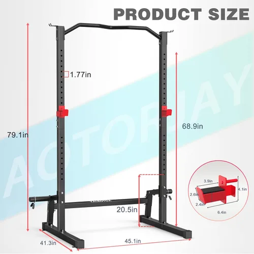 Miniatura 7 de Power Cage Rack ajustable en altura para sentadillas, gimnasio en casa, torre de energía multifunción para dominadas, soporte de entrenamiento