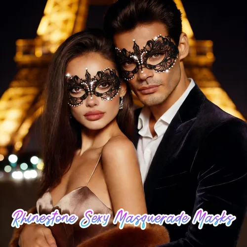 Miniatura 4 de Tgirls Máscara de encaje para mujer con diamantes de imitación sexy, máscaras de mascarada, máscara de encaje para fiesta de disfraces, máscara