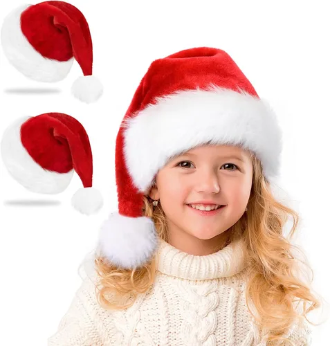 Miniatura 8 de RJVW Sombrero de Papá Noel de Navidad para niños y bebés, unisex, grueso, de terciopelo, clásico, para fiesta de Año Nuevo