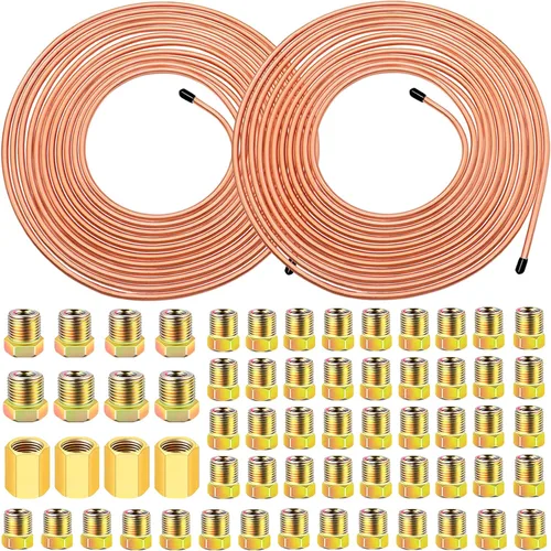 smseace 2 juegos de kit de tubería de línea de freno de 25 pies de 1/4" con accesorios de línea de freno (incluye 32 piezas de accesorios y 4 piezas