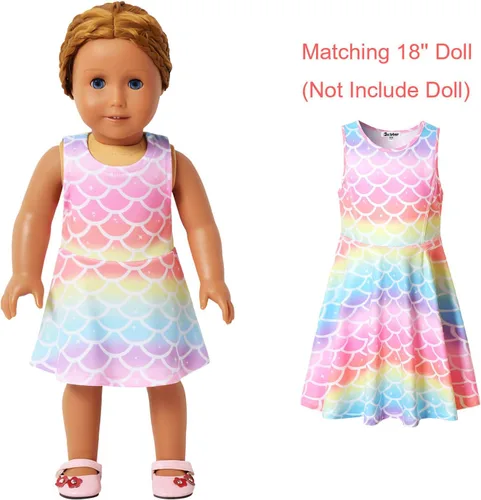 Miniatura 6 de Girls&Doll - Vestidos sin mangas unicornio ropa para muñecas de 18 pulgadas