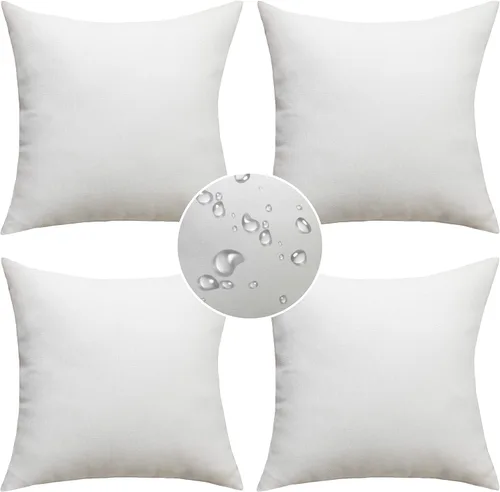 Miniatura 17 de Demetex Fundas de almohada de exterior de 16 x 16 pulgadas, impermeables, fundas de almohada decorativas de lino para sala de estar, balcón, jardín