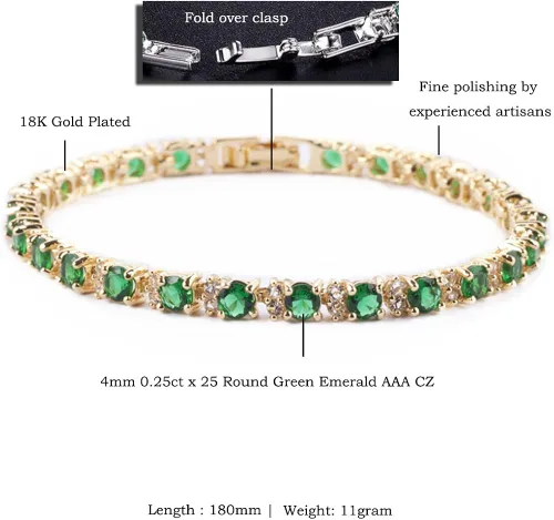 Miniatura 5 de RIZILIA Eternity - Pulsera de tenis y circonita cúbica de corte redondo chapada en oro amarillo, 7 pulgadas, multi