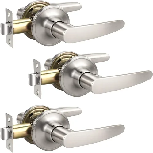 Miniatura 40 de KNOBWELL Juego de 10 manijas de puerta color negro mate, juego de manijas de puerta para privacidad para cama y baño, reversible para lado derecho