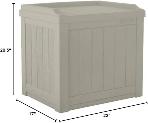 Miniatura 9 de Suncast Caja de Almacenamiento para Exteriores - Caja de Cubierta Exterior de Resina Color Gris Pardo Claro de 22 Galones con Asiento, Contenedor