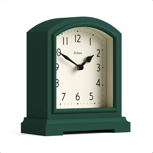 Miniatura 10 de JONES CLOCKS® Tavern - Reloj de repisa Diseño moderno de arco superior Verde espárragos Estilo clásico contemporáneo para escritorio, mesa