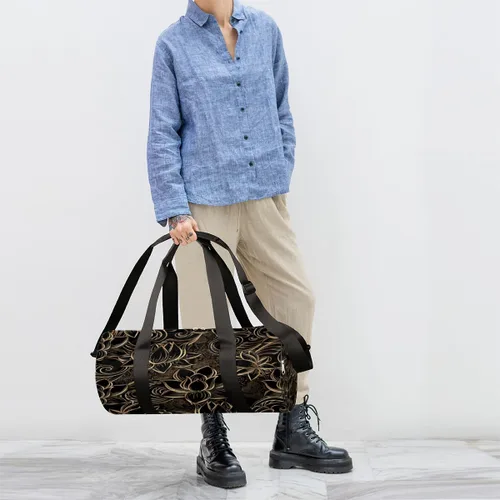 Miniatura 4 de Bolsa de lona con correa de hombro desmontable, lujosa bolsa de gimnasio deportiva de flor de loto para estudiantes, bolsa deportiva de 17.6 x 9 x 9