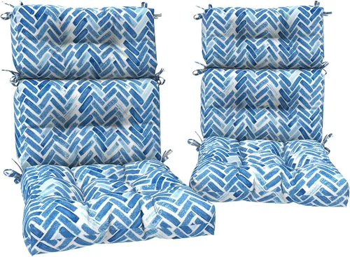 Miniatura 15 de DYTXIII Juego de 2 cojines para sillas de respaldo alto para exteriores, repelentes al agua, cojines de asiento mecedor, de 44 x 22 pulgadas