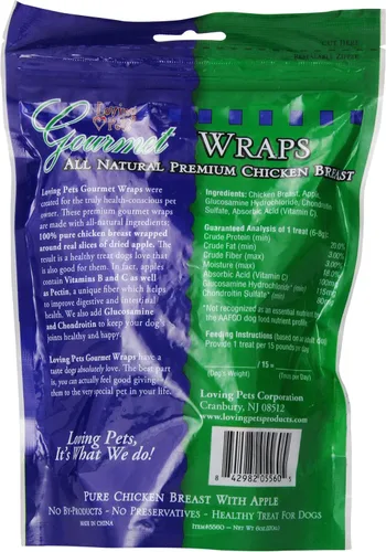 Miniatura 2 de Loving Pets Gourmet - Envolturas de manzana y pollo de primera calidad naturales con glucosamina y condroitina, golosinas para perros, 6 onzas