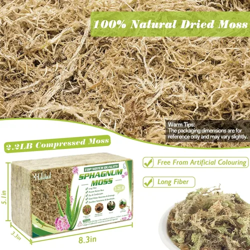 Miniatura 2 de Halatool 2.2LBS Musgo natural de Sphagnum para plantas 40 QT Musgo de turba premium de fibra larga para orquídea, musgo seco para trasplante