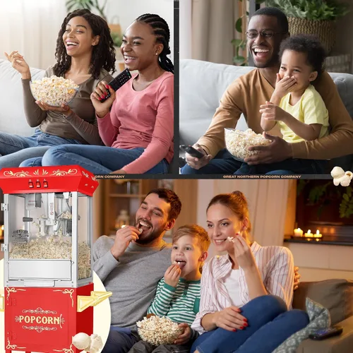 Miniatura 5 de Great Northern Popcorn - Máquina para hacer palomitas de maíz con carro, hervidor de acero inoxidable de 8 onzas que hace hasta 48 tazas, estilo Rojo