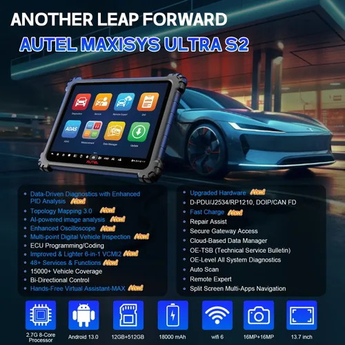 Miniatura 2 de Autel MaxiSYS Ultra S2 OBD2 Scanner, Nuevo Diagnóstico 2025 con IA, MS Ultra Actualizado, 6-en-1 VCMI2, Topología 3.0, Pruebas EV, WiFi 6, Más de 48