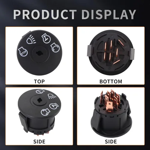 Miniatura 6 de Interruptor de encendido Tektall con llave de 7 terminales, reemplazo para John Deere L100 L105 L107 L108 L110 L111 L118 L120 L130 125 135 145 155c