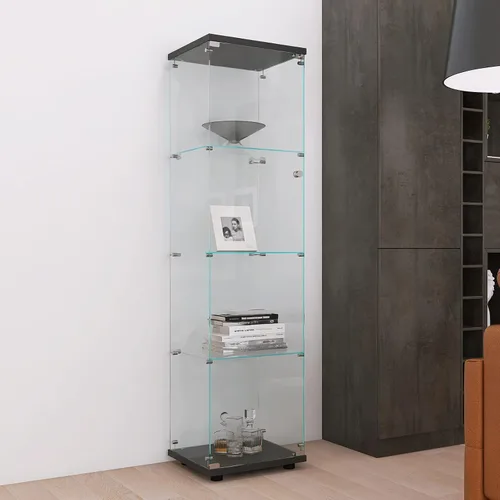 Miniatura 2 de Henf Vitrina con puerta de vidrio de 64 pulgadas, vitrina de 4 estantes de la colección Curio Cabinet con puerta de vidrio templado, estantería