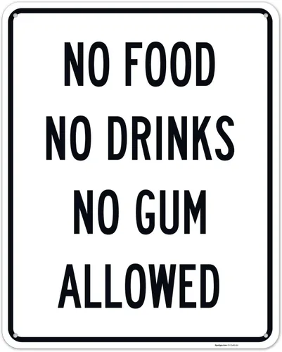 Miniatura 14 de Cartel de "No Food No Drinks No Gum Allowed", 10 x 7 pulgadas, calcomanías de vinilo de 4 mil, resistentes a la intemperie, fabricadas en Estados