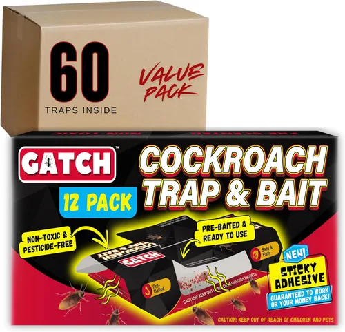 Miniatura 11 de GATCH Trampas para cucarachas para interiores (paquete de 12), trampas adhesivas para cucarachas, trampas de pegamento adhesivo para cucarachas