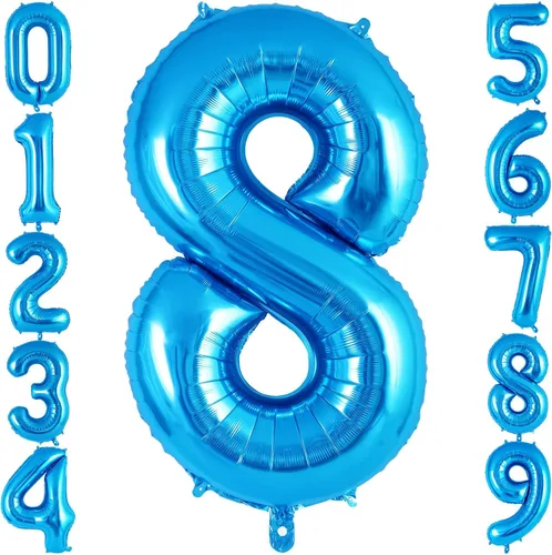 Globo azul con número 8 de 40 pulgadas, globos grandes de helio de lámina con número, globos gigantes de Mylar número 8 para suministros de