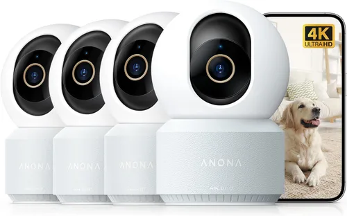 Anona Cámara interior 4K UHD, cámara de seguridad para mascotas/perros/bebés con aplicación para teléfono, 360° paneo-inclinación, Wi-Fi 6 de doble