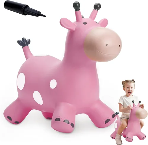 Miniatura 13 de Caballo Saltarín de Jirafa para Niños Pequeños, Animales Saltadores Caballo Saltarín, Juguetes Inflables Saltadores para Montar Regalos para Niños