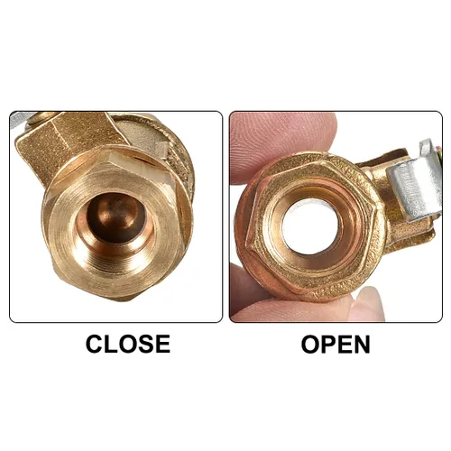 Miniatura 3 de uxcell Interruptor de cierre de válvula de bola de aire de latón G1/8 hembra a hembra, acoplador de montaje de tubería de tubería de 180 grados