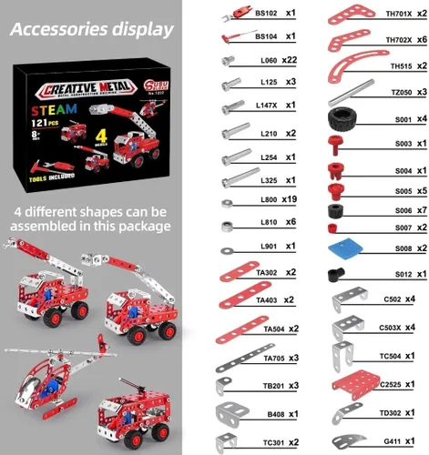 Miniatura 7 de Ferthor Fun Juguetes de Construcción STEM para Niños de 8-12 Años, Conjuntos Creativos Serie de Camiones de Bomberos Kit de Modelo, Juguetes