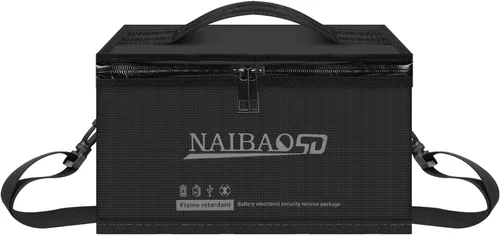 Miniatura 9 de Bolsa ignífuga y a prueba de explosiones para batería Lipo para almacenamiento y carga de batería Lipo, gran capacidad resistente al fuego con Negro