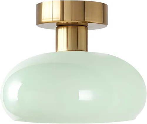 Miniatura 11 de KCO Iluminación moderna de oro cepillado semi empotrado lámpara de techo de tambor de montaje empotrado de latón antiguo de mediados de siglo, luz