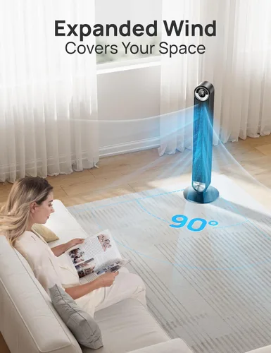Miniatura 4 de Dreo - Ventiladores inteligentes de torre para el hogar, ventilador oscilante de 90° para dormitorio, control de voz, temporizador de 12H