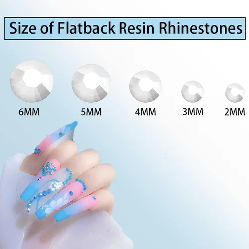 Miniatura 5 de 1000 diamantes de imitación de resina de 0.236 pulgadas con parte trasera plana de color AB para botellas, vasos, maquillaje de cara, decoración