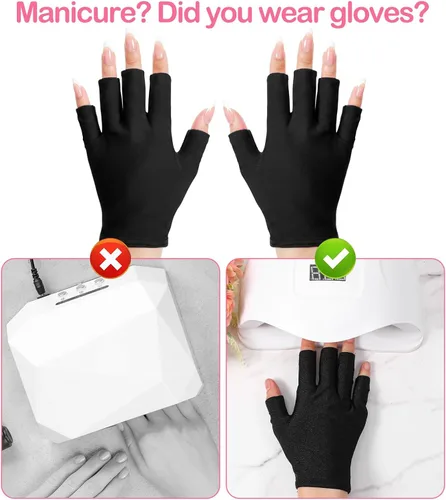 Miniatura 5 de 2 pares de guantes UV para lámpara de uñas de gel, guantes de protección UV sin dedos UPF para manicura, arte de uñas, actividades al aire libre