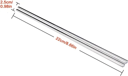 Miniatura 3 de IQCWOOD - Palillos de metal, 10 pares de palillos planos de acero inoxidable, palillos de metal reutilizables de alta calidad, 8.66 pulgadas