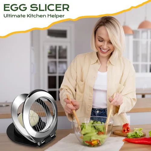 Miniatura 7 de Cortador de Huevos, Cortador de Huevos BIBURY para Huevos Duros, Cortador de Huevos de Alta Resistencia para Huevo, Fresa, Seta, Fruta Suave, Negro
