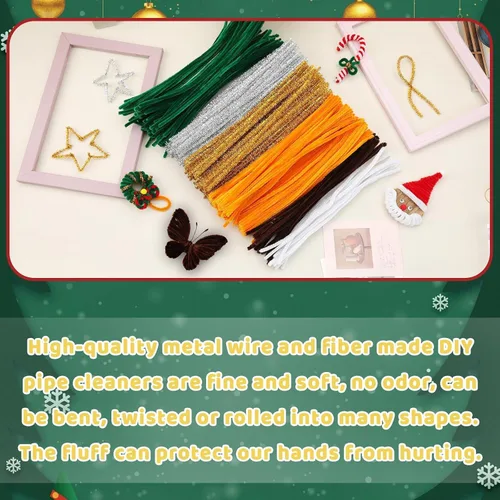 Miniatura 5 de Hssugi Limpiadores de Pipa Naranjas, 100 Piezas Suministros para Manualidades de Limpiadores de Pipa, Limpiadores de Pipa Dorados a Granel Palitos