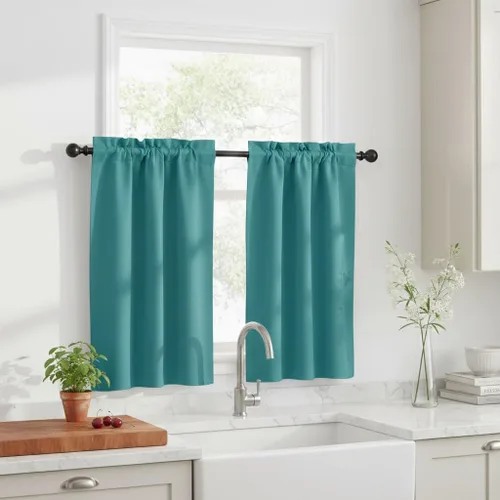 Miniatura 14 de NICETOWN Cenefas de Ventana Opacas con Aislamiento Térmico para Guardería - Paneles de Cortina con Bolsillo para Barra de Decoración del Hogar