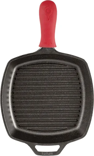 Miniatura 3 de Lodge L8SGP3ASHH41B - Sartén cuadrada de hierro fundido con mango de silicona roja, 10.5", Negro