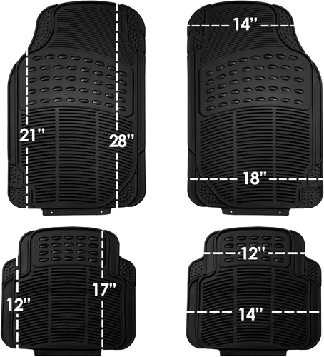 Miniatura 5 de FH Group Alfombrillas de piso automotrices - Goma resistente, ajuste universal, juego completo, ClimaProof, recortables para la mayoría de Negro