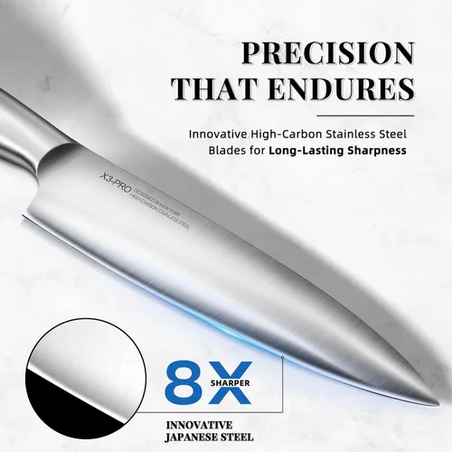 Miniatura 2 de KnifeSaga Juego de cuchillos de cocina premium, juego de 14 piezas de acero inoxidable japonés de alto carbono, afilado duradero, juego de cuchillos