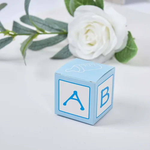 Miniatura 8 de Efavormart - Paquete de 25 cajas de regalo azules de 2 x 2 pulgadas para baby shower, con diseño recortado, cajas de regalo de cartulina prémium