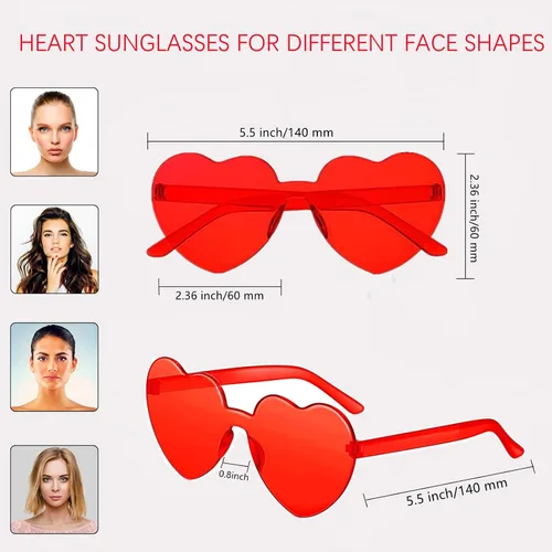 Miniatura 7 de Virtue morals Gafas de sol con forma de corazón para San Valentín, Mardi Gras, regalos de fiesta de verano para mujeres..