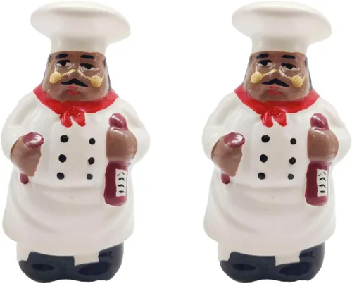 Miniatura 20 de ACK Viva Collection - Juego de sal y pimienta de cerámica pintada a mano con lunares rojos, recargable, 3-1/2 pulgadas de alto, decoración de cocina