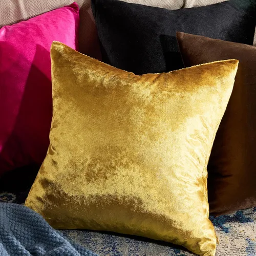 Miniatura 7 de GIGIZAZA Fundas de Almohadas Decorativas de Terciopelo Dorado, Fundas de Almohadas de 18x18 para Sofá, Sillón y Cama, Paquete de 2 Fundas de Cojines