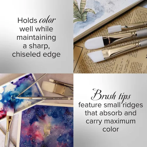 Miniatura 4 de Silver Brush 1503-6 - Cepillo Taklon blanco con mango largo, filbert, tamaño 6