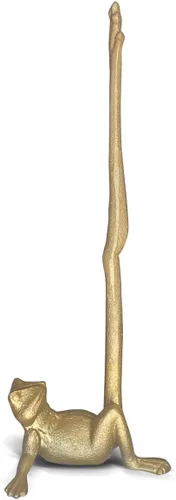 WallCharmers Soporte para toallas de papel dorado, soporte de papel higiénico o de cocina de metal para piso o encimera, rana dorada
